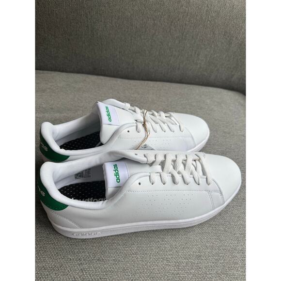 Adidas Advantage Base Court Lifestyle Cloud White Green Sz 10 NIB - Picture 1 of 10